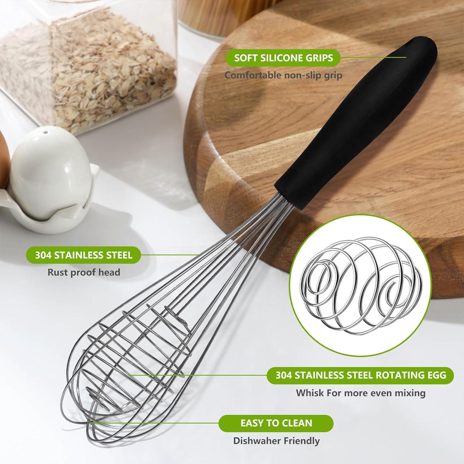 Schneebesen 2PCS 31cm Edelstahl Handrührer Kugelkern Silikon