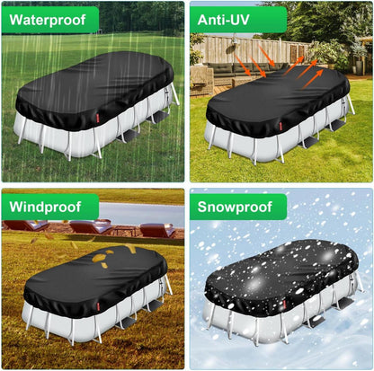 Poolabdeckung rechteckig Solar-Technologie Kordelzug und Bodennägel