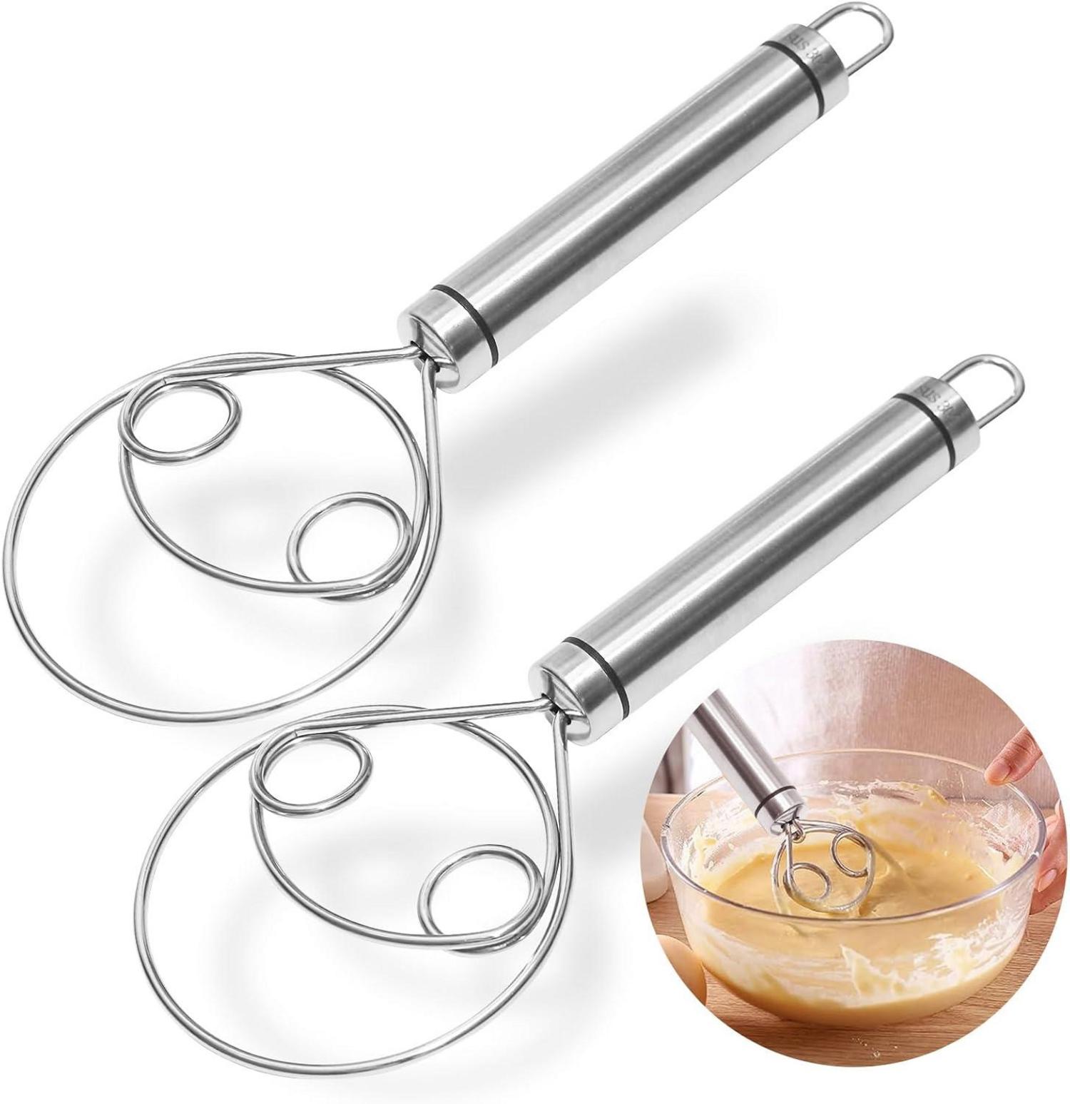 Dänischer Teigbesen 2er Set Edelstahl Schneebesen schnelles Mischen