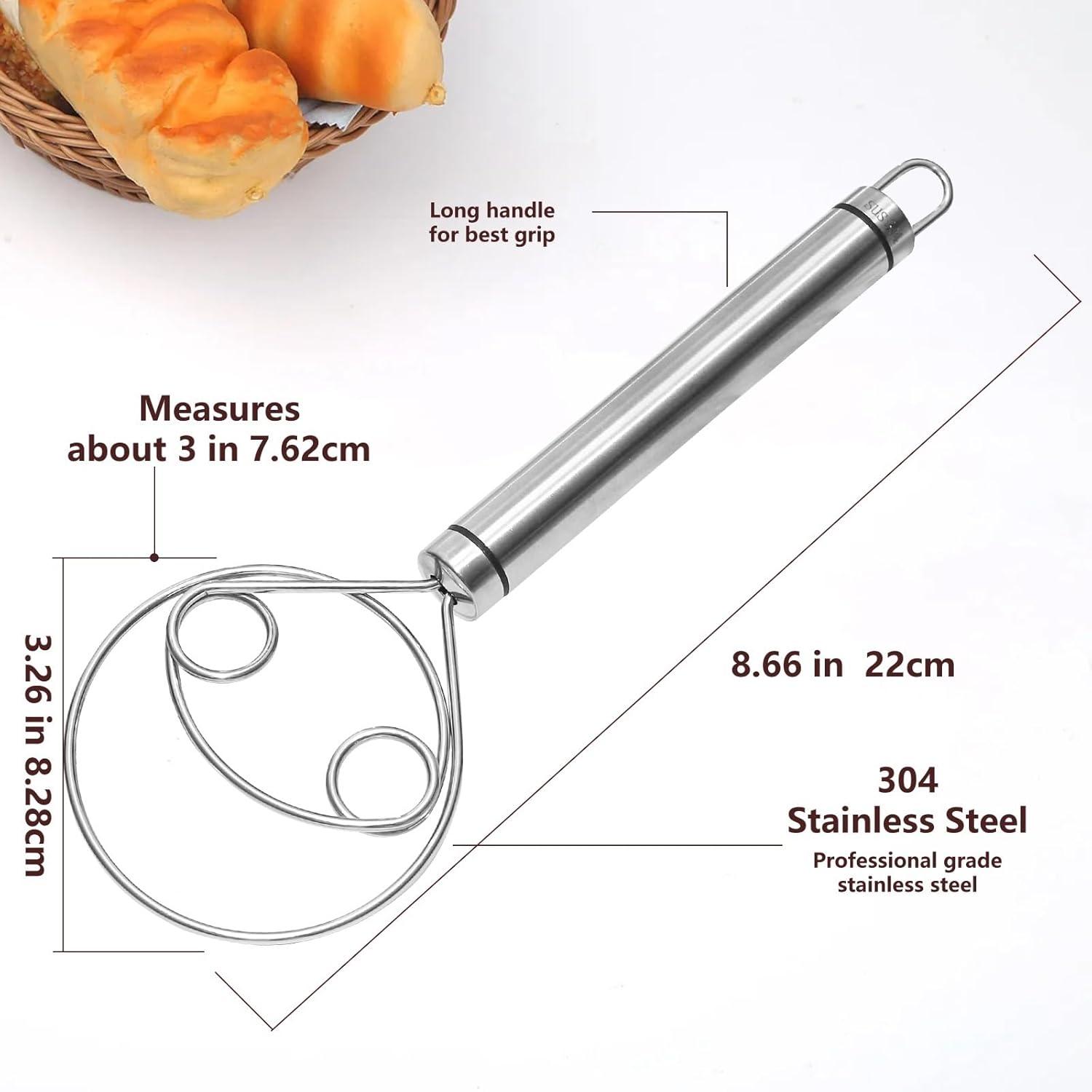 Dänische Teig Schneebesen 304 Edelstahl 2 Stücke für Brot Kuchen