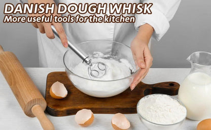 Dänische Teig Schneebesen 304 Edelstahl 2 Stücke für Brot Kuchen