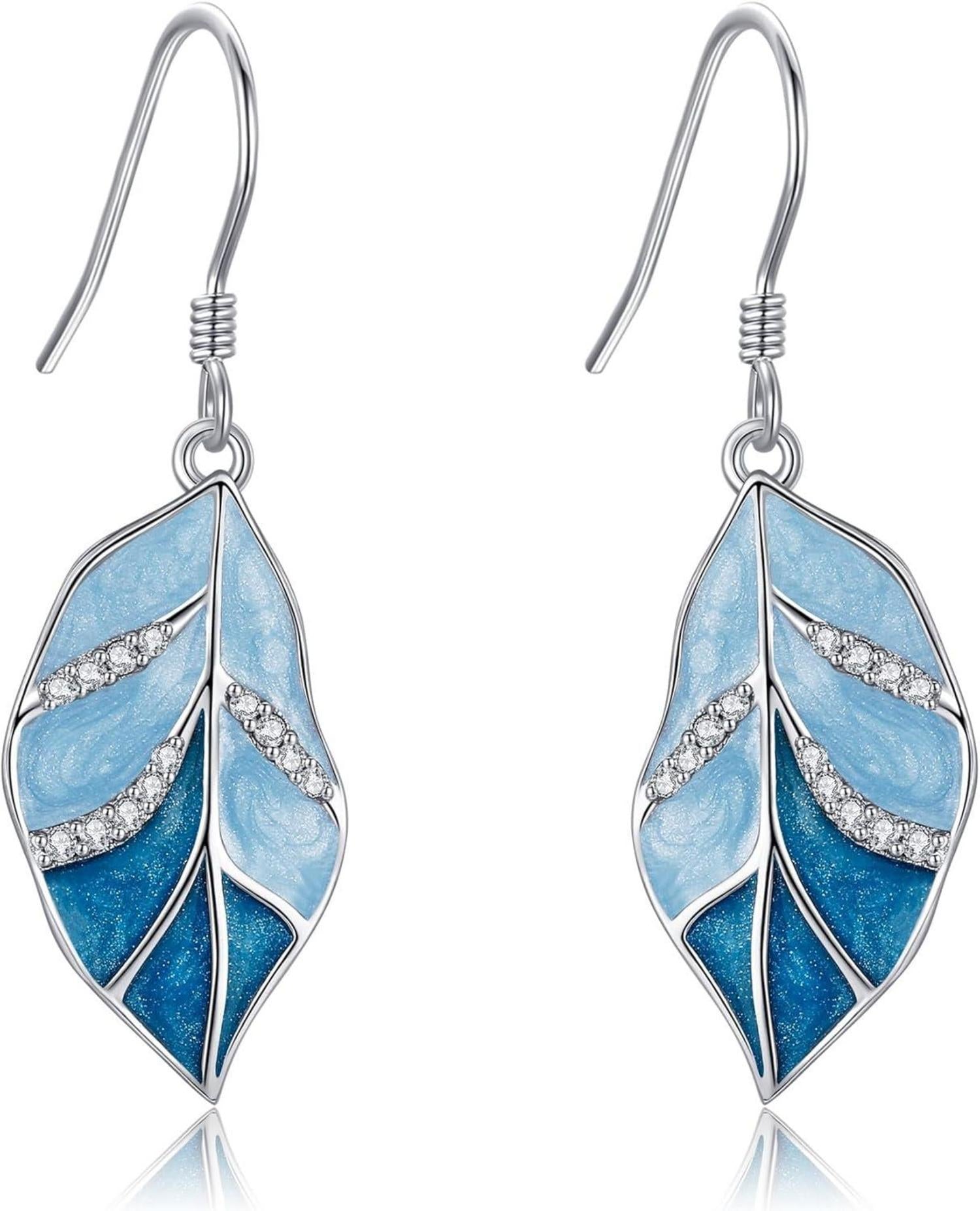 Blatt Ohrringe Sterling Silber Monstera Pflanze Natur Schmuck