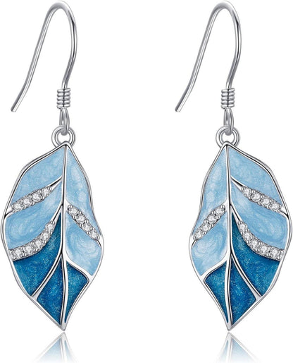 Blatt Ohrringe Sterling Silber Monstera Pflanze Natur Schmuck