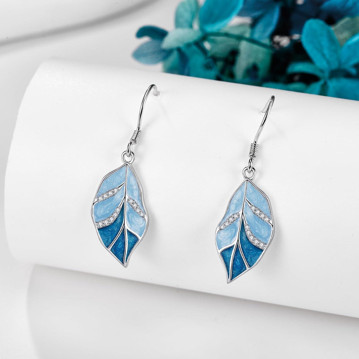 Blatt Ohrringe Sterling Silber Monstera Pflanze Natur Schmuck