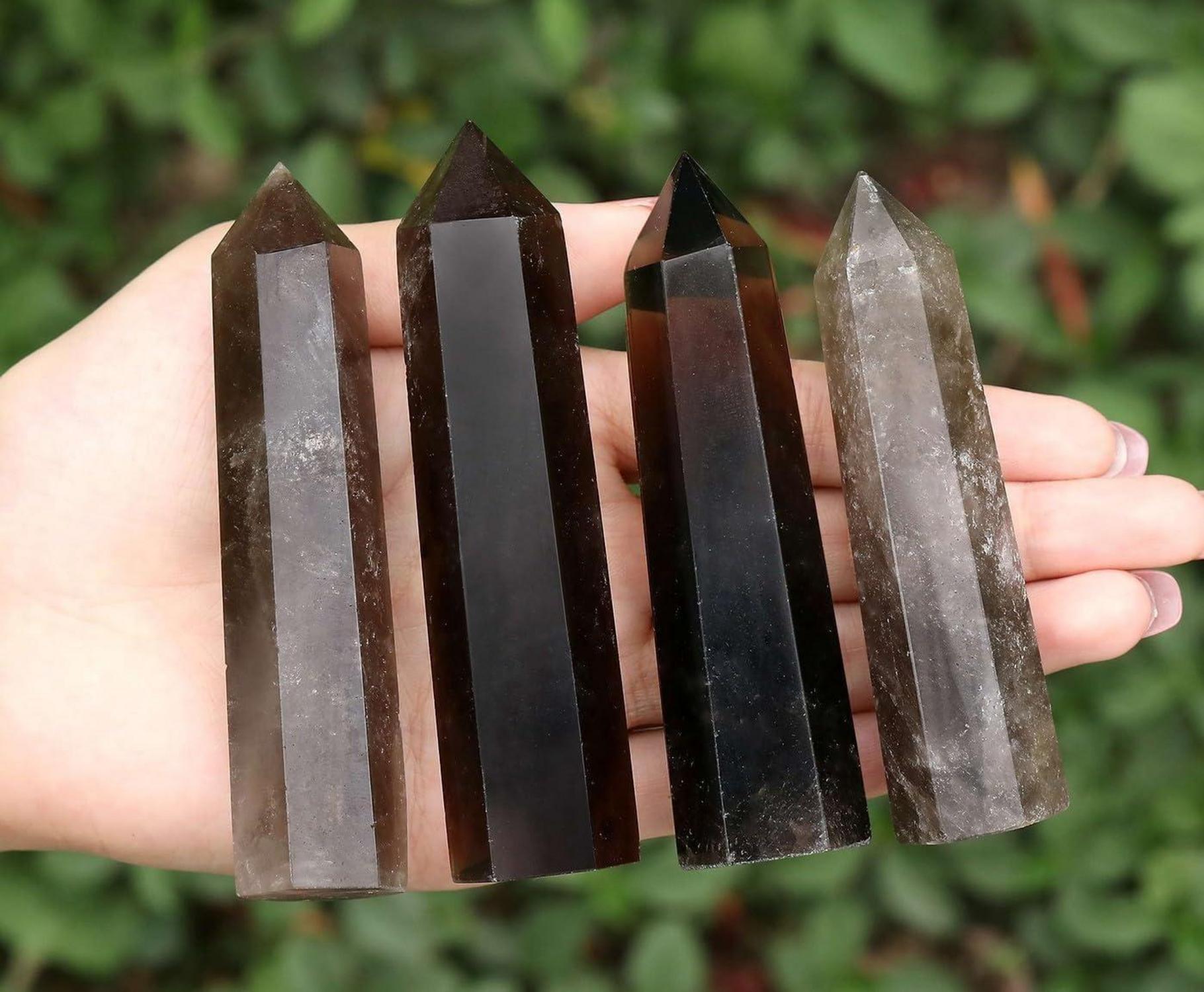 Kristall Rauchquarz Turm 1PC Natürlicher Edelstein Stab 9-10cm