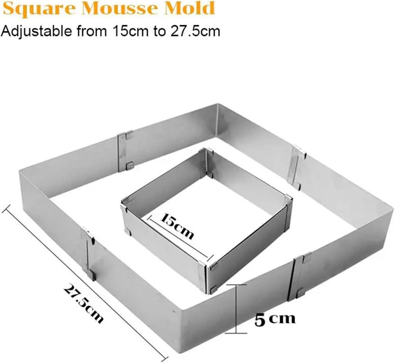 Verstellbarer Backrahmen Rechteckig Edelstahl 15-28cm Höhe 5cm