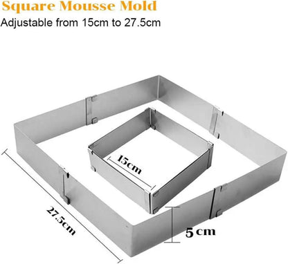 Verstellbarer Backrahmen Rechteckig Edelstahl 15-28cm Höhe 5cm