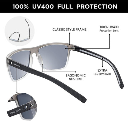 Polarisierte Sonnenbrille Herren TR90 Rahmen UV400 Schutz Blau/Silber