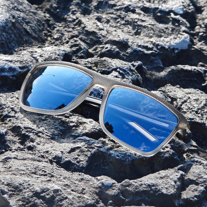 Polarisierte Sonnenbrille Herren TR90 Rahmen UV400 Schutz Grau Silbergläser