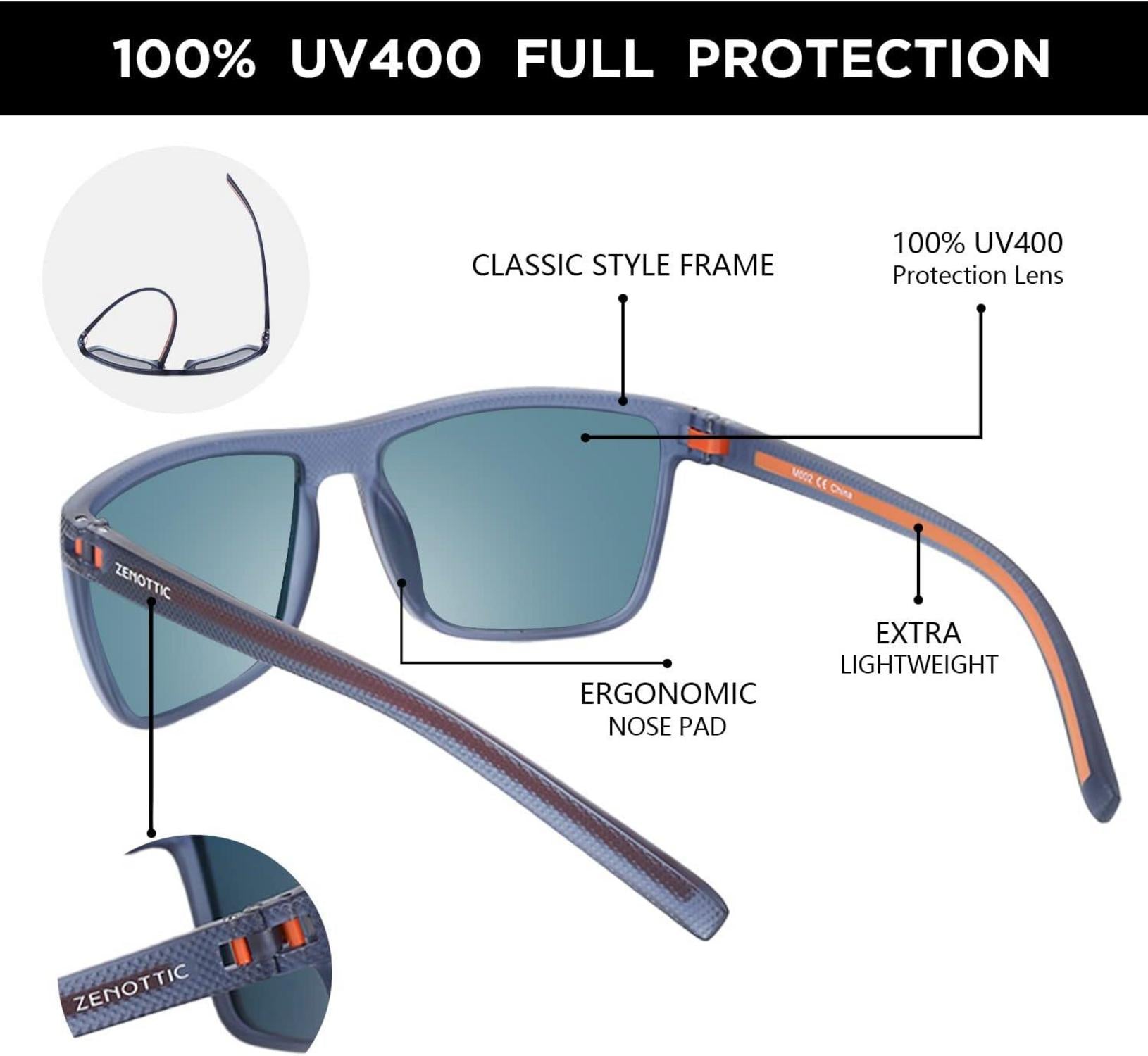 Polarisierte Herren Sonnenbrille TR90 Rahmen UV400 Schutz Quadrat C16 Orange Linse
