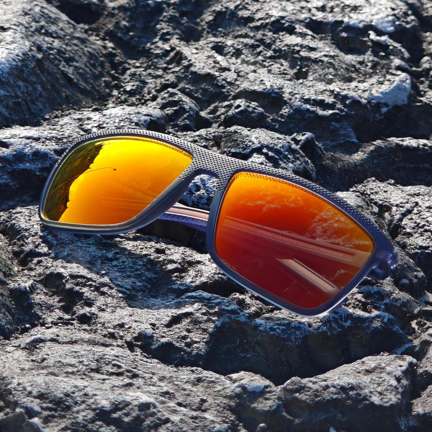 Polarisierte Sonnenbrille Herren TR90 Rahmen UV400 Schutz Blau Orange
