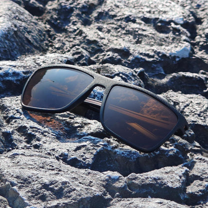 Polarisierte Herren Sonnenbrille TR90 Rahmen UV400 Quadrat Schwarz/Braun