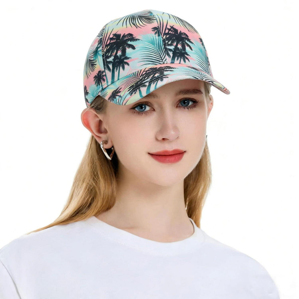 Damen Baseball Cap Blumenmuster Sommerhut Atmungsaktiv