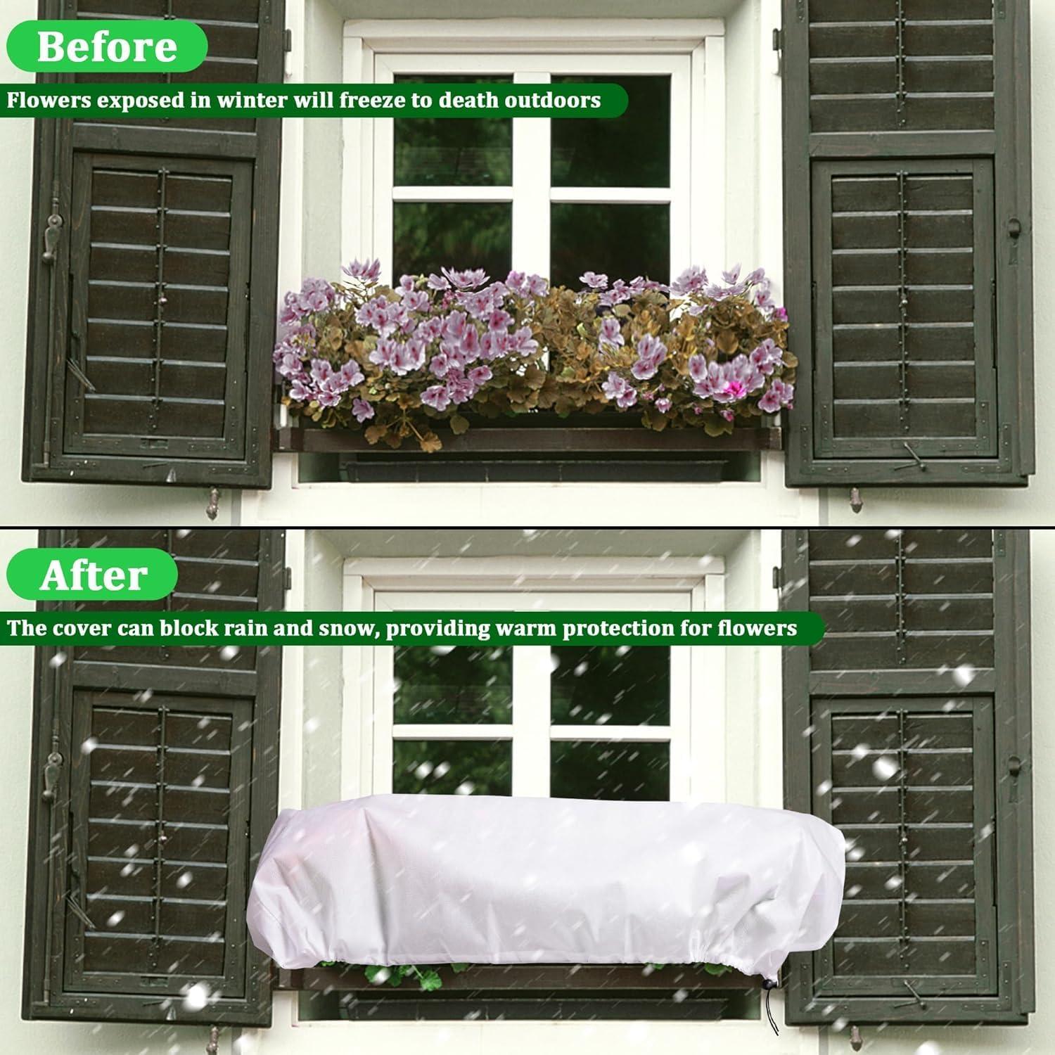 3er Set Abdeckung für Balkon Blumenkasten 150x45x40cm Frostschutz
