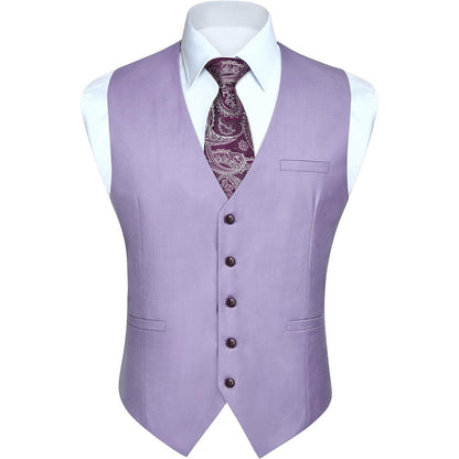 Herren Anzugweste V-Ausschnitt mit Taschen Lila XS-4XL