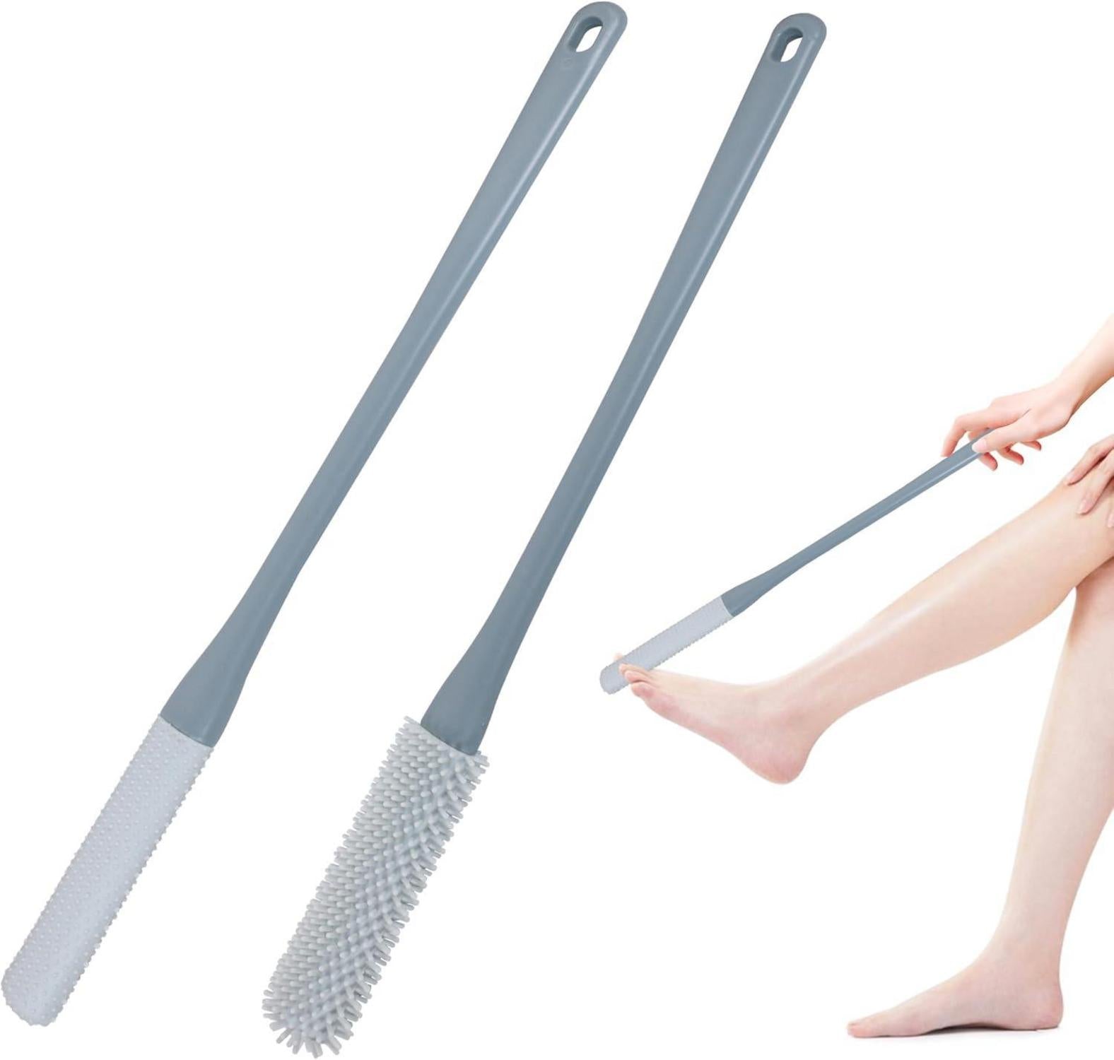 2er Set Silikon Fußbürste mit langem Stiel für die Dusche