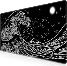 XXL Gaming Mauspad 900x400mm Schwarz Japanische Meereswelle