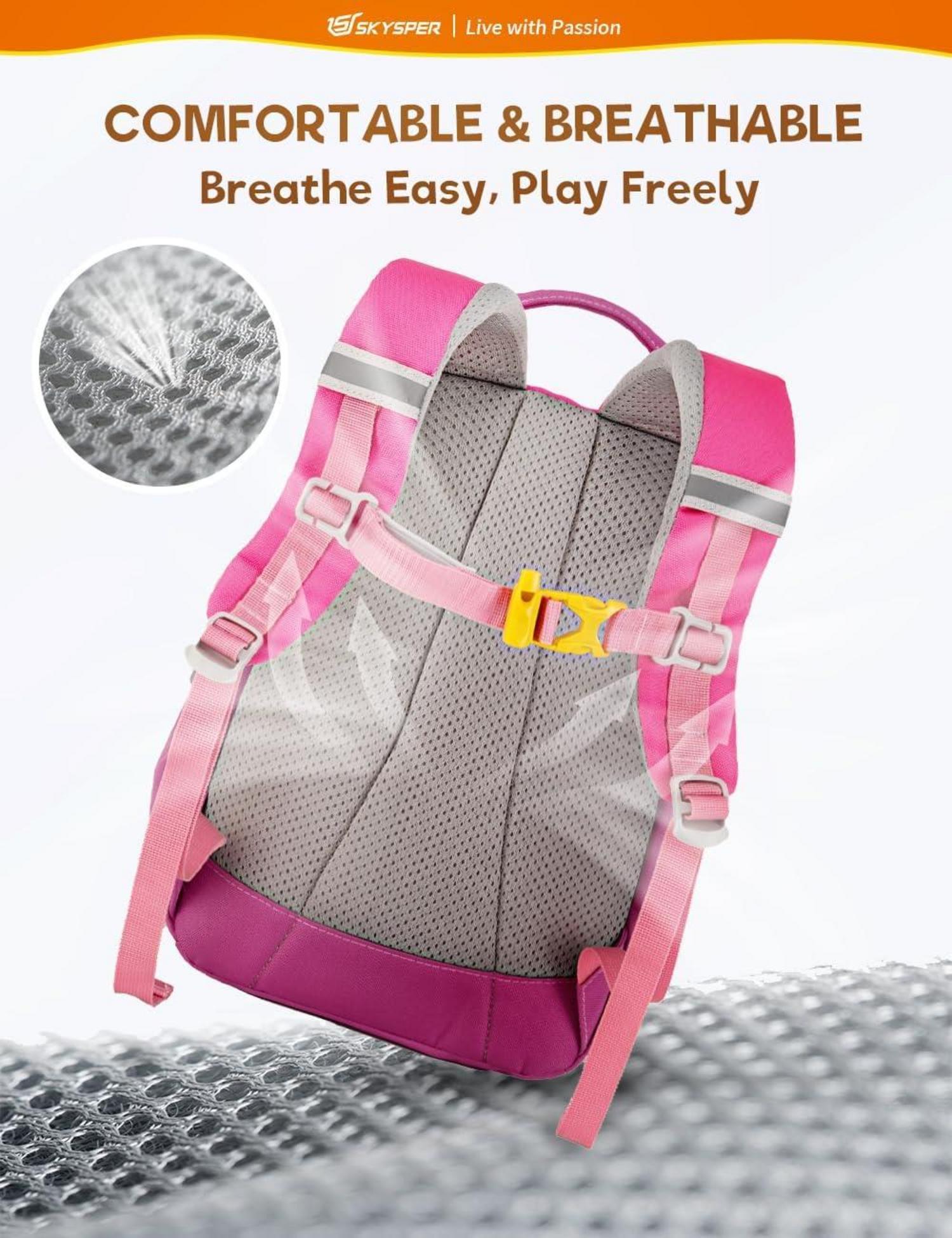 SKYSPER Kinderrucksack 8L mit Brustgurt für Kinder 1-4 Jahre - Rosa