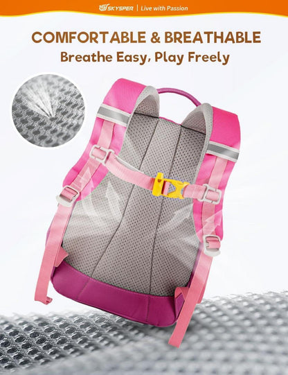 SKYSPER Kinderrucksack 8L mit Brustgurt für Kinder 1-4 Jahre - Rosa
