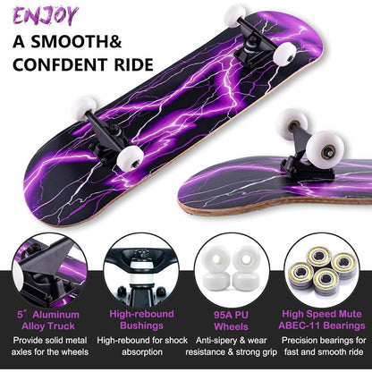 Skateboard 31" Komplettboard Ahorn, ABEC-11, Violett