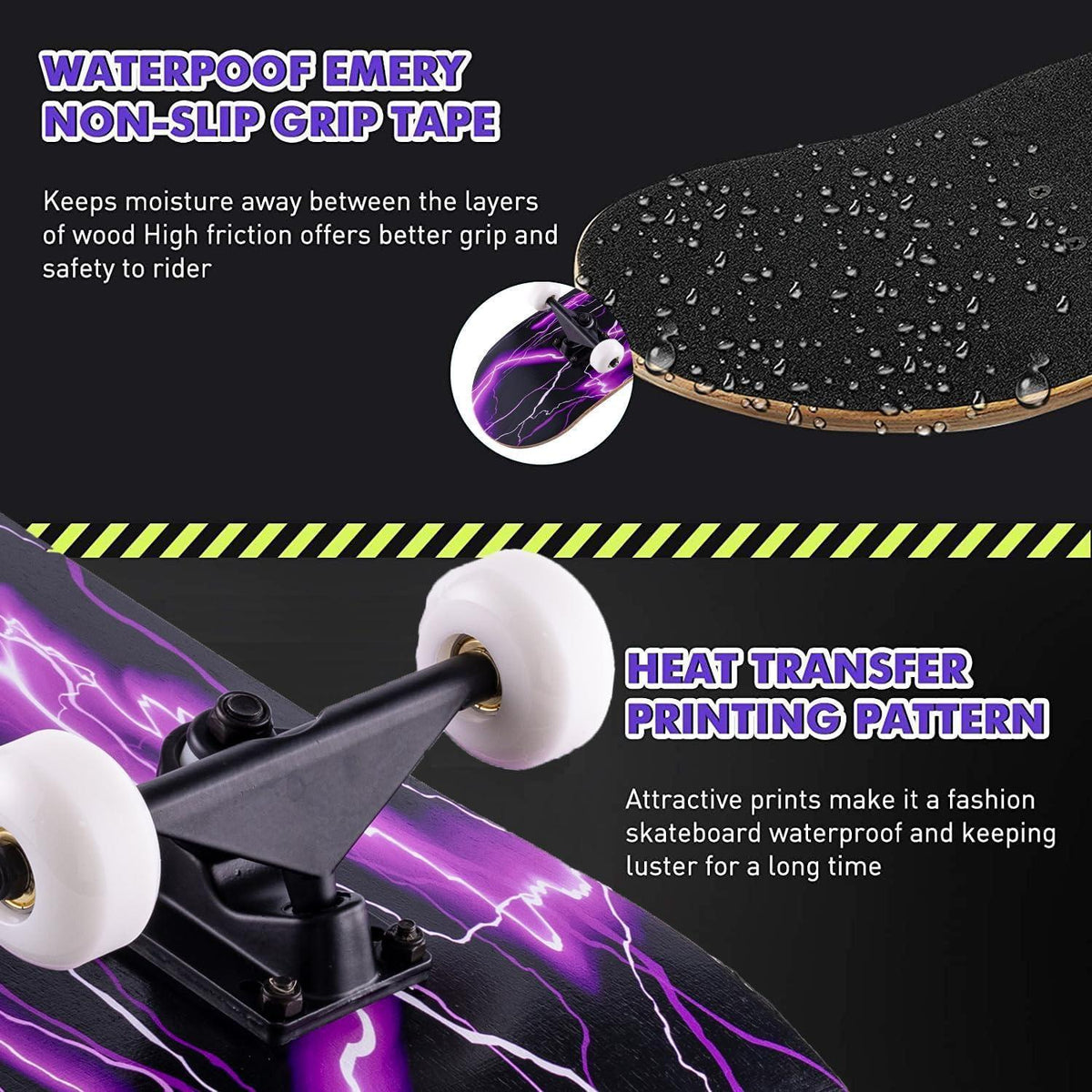 Skateboard 31" Komplettboard Ahorn, ABEC-11, Violett