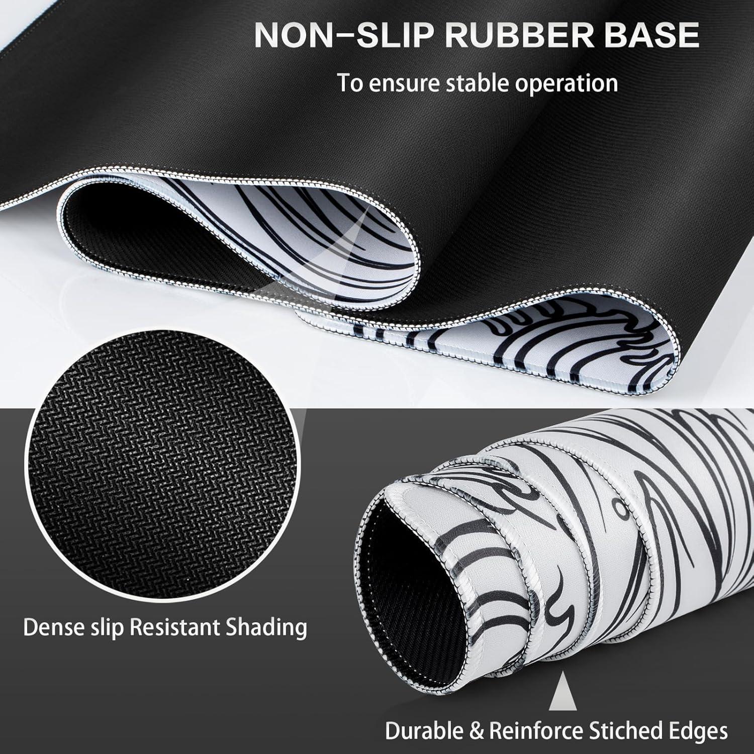 XXL Gaming Mauspad Weiß Japanische Meereswelle 900x400mm Anti-Rutsch