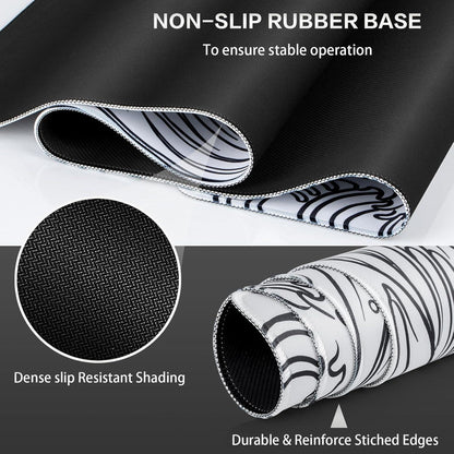 XXL Gaming Mauspad Weiß Japanische Meereswelle 900x400mm Anti-Rutsch