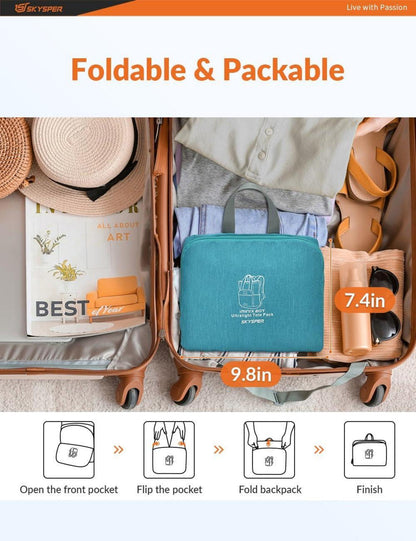 20L Faltbarer Ultraleichter Wanderrucksack Daypack Schwarz