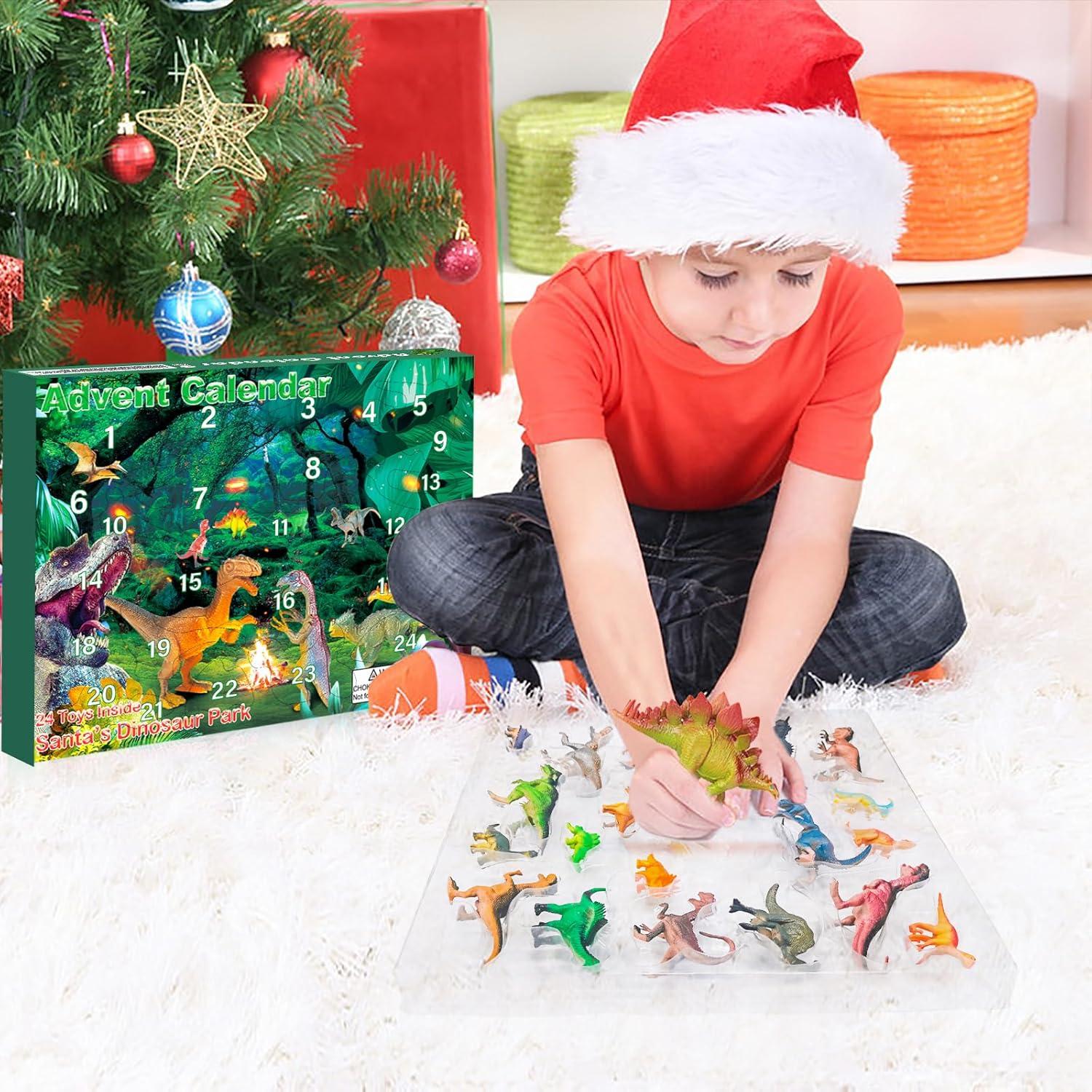 Dinosaurier Adventskalender 2024 Weihnachten Geschenk für Kinder Jungen Mädchen
