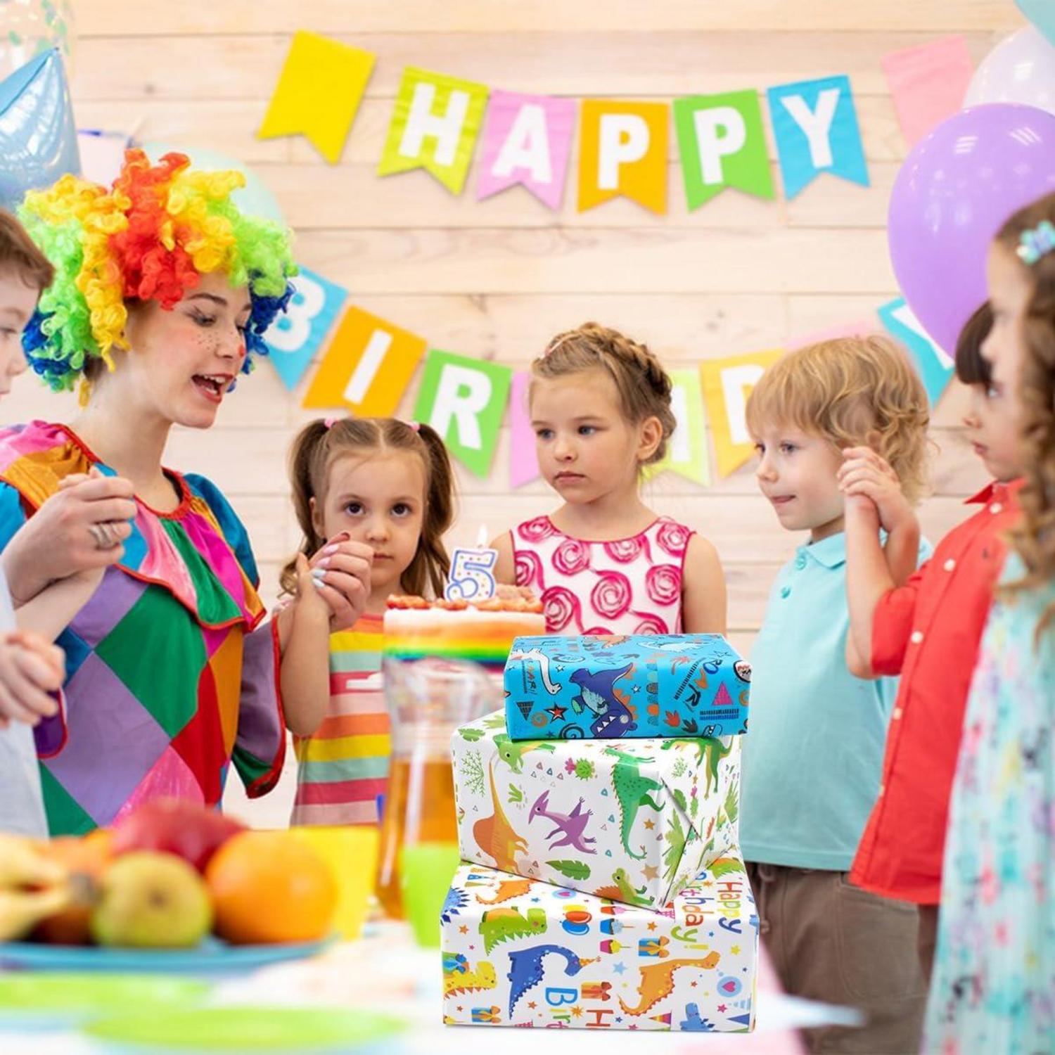 Dinosaurier Geschenkpapier 3 Rollen 43cm x 3m Happy Birthday