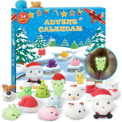 Adventskalender 2024 Mochi Squishy Weihnachtsmann leuchtend