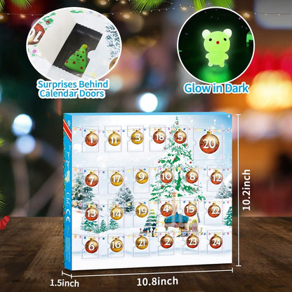 Adventskalender 2024 Mochi Squishy Set leuchtende Weihnachtsmotive