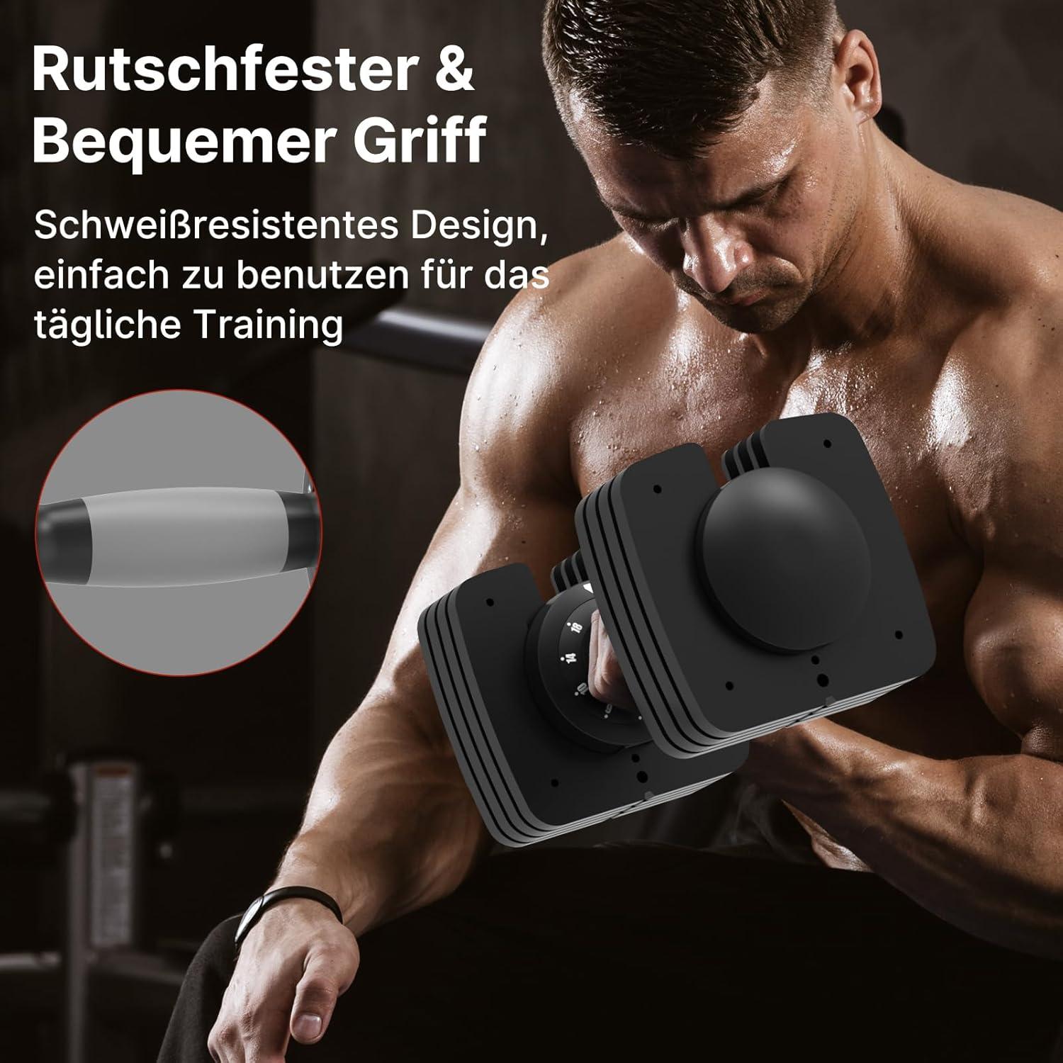 18kg Verstellbare Hanteln mit rutschfestem Griff | 5 Gewichtsstufen