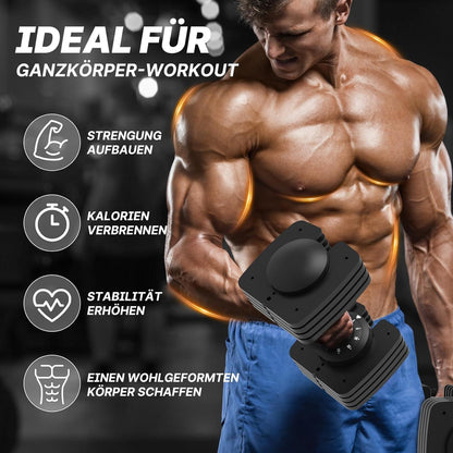 Verstellbare Hanteln 12kg/18kg, rutschfester Griff, 5 Gewichtsstufen