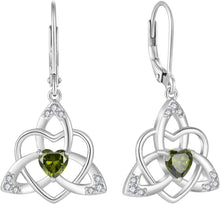 Keltischer Knoten Herz Ohrringe 925 Silber Peridot Stein