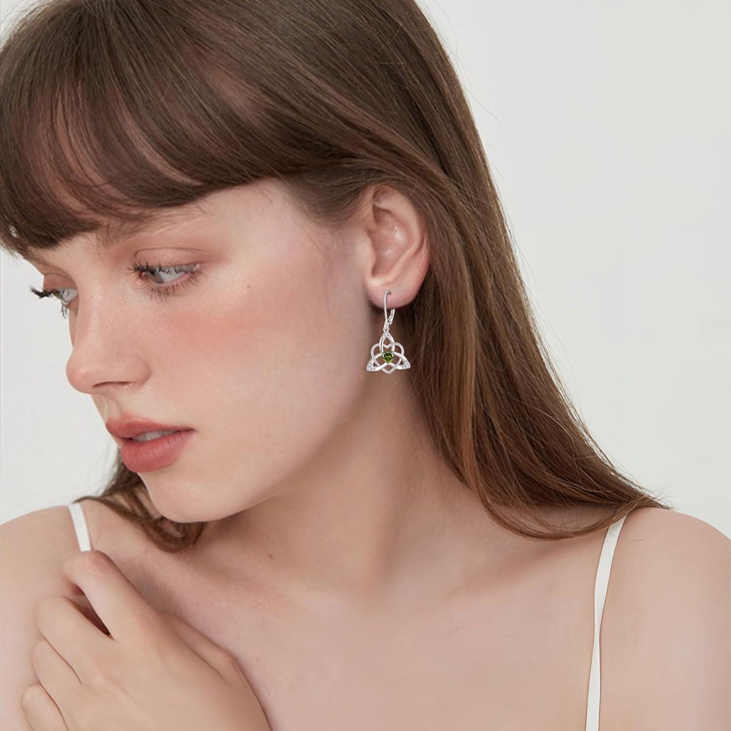 Keltischer Knoten Peridot Ohrringe 925 Silber Hängend