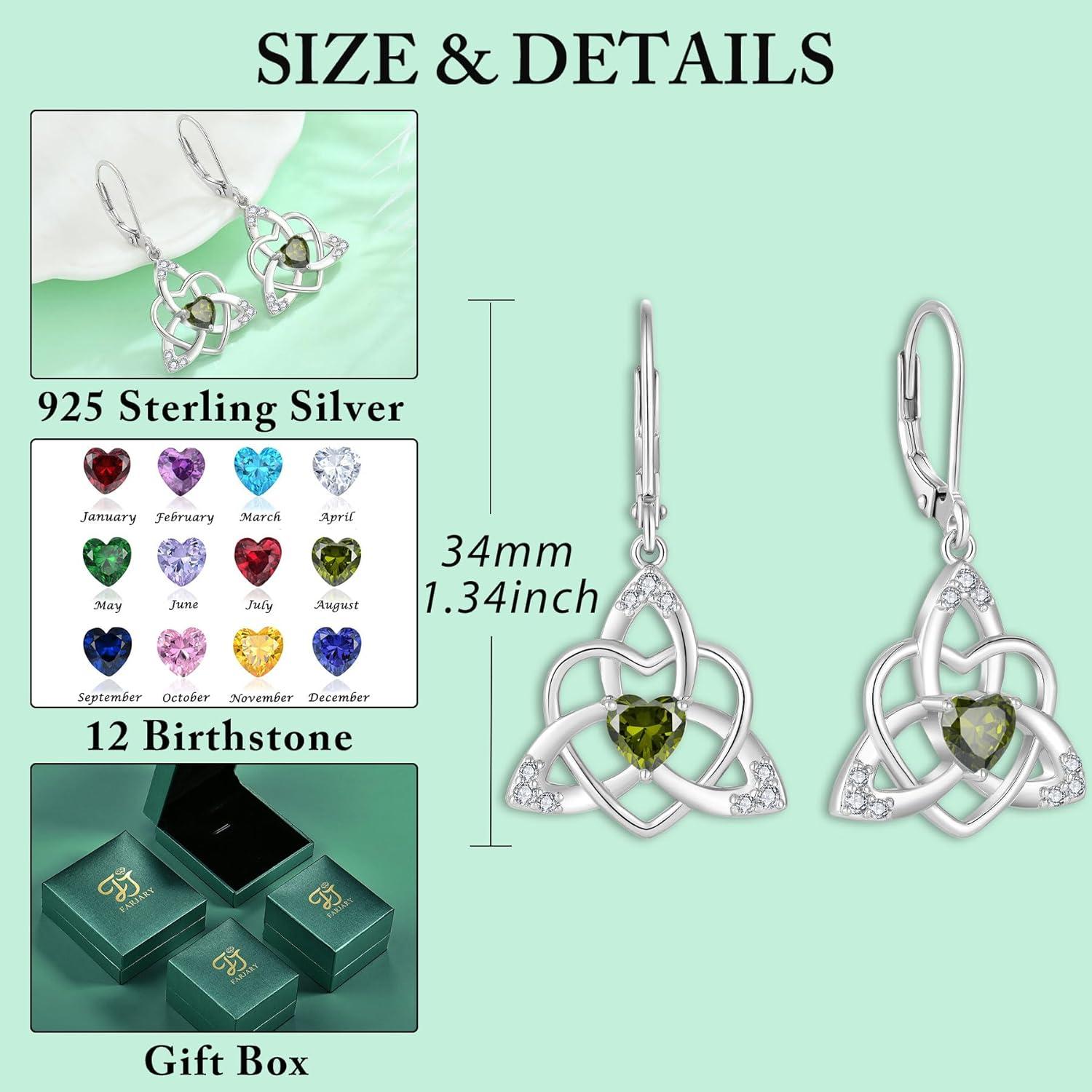 Keltischer Herz Knoten Ohrringe 925 Silber Geburtsstein Peridot