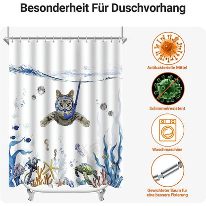 Duschvorhang 150x180cm Katzenschwimme Antischimmel