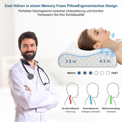 Orthopädisches Memory Foam Nackenkissen für Seiten- und Rückenschläfer