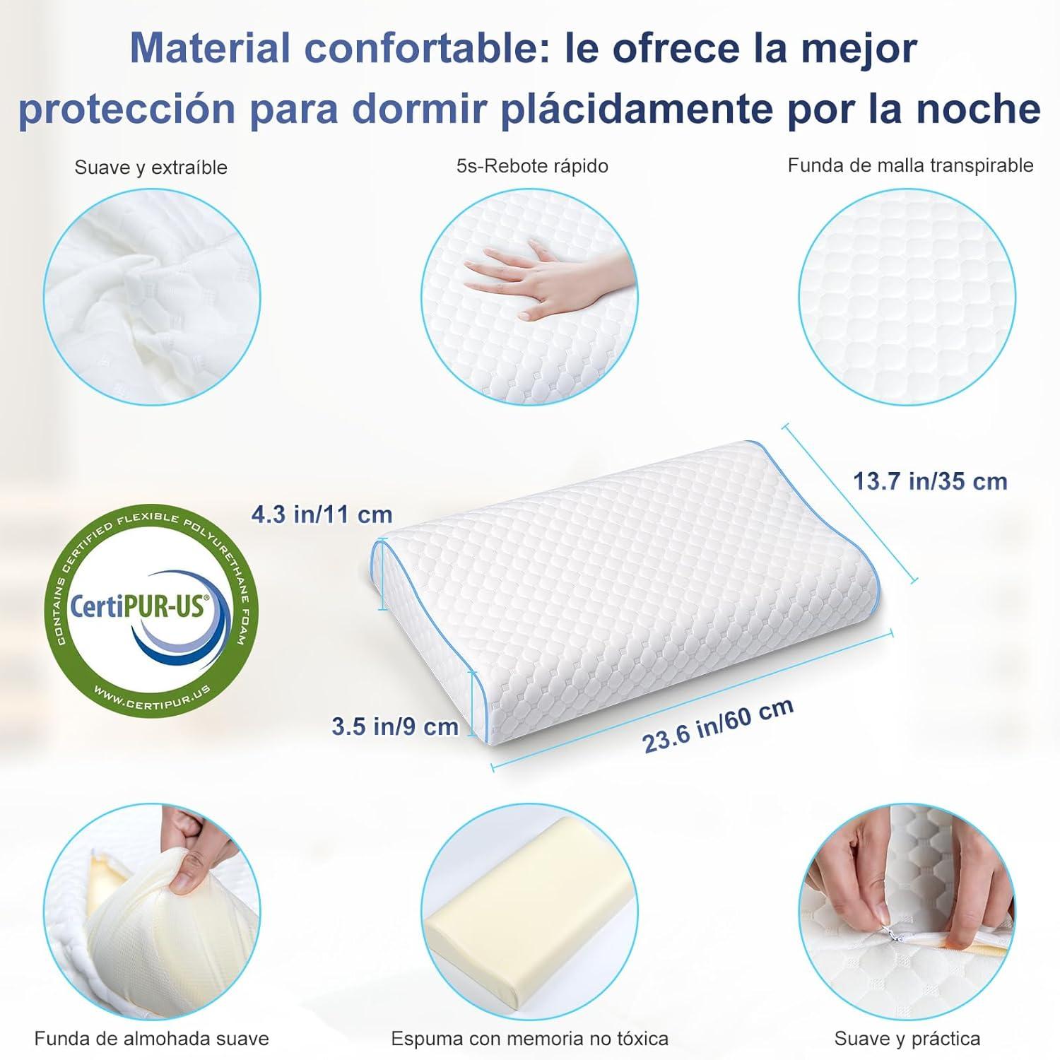 Orthopädisches Nackenkissen Memory Foam 60x35x11cm PHYSEN