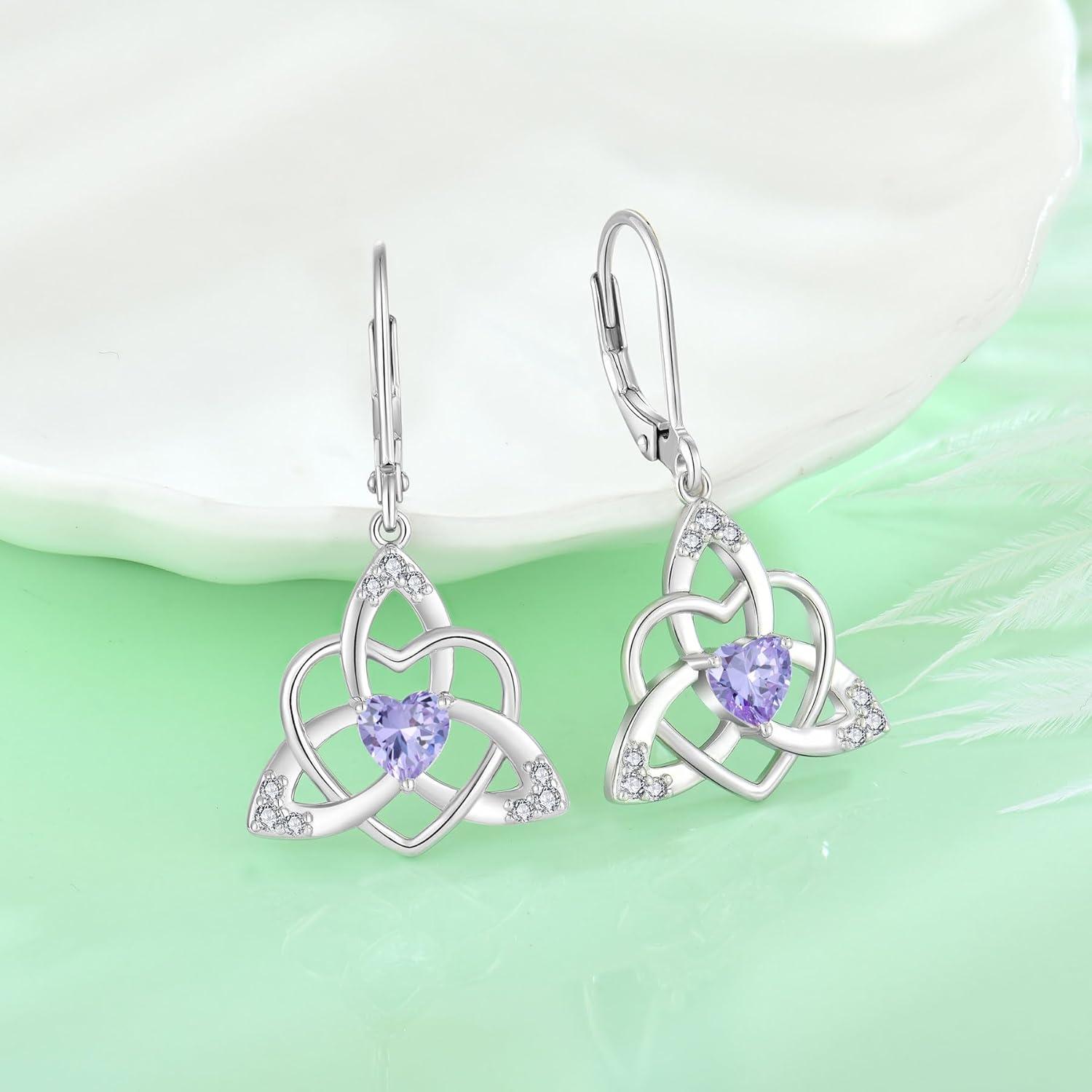 Keltische Knoten Ohrringe Damen 925 Sterling Silber Alexandrit Geburtsstein