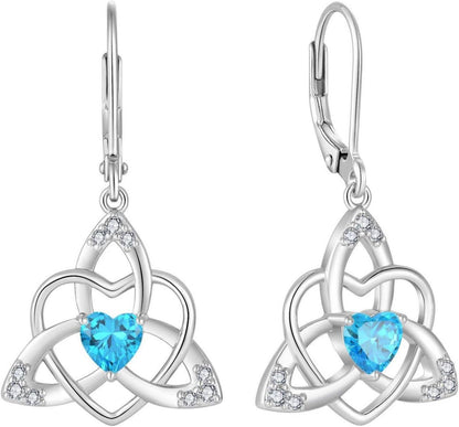 Keltischer Knoten Aquamarin Ohrringe Sterling Silber 925