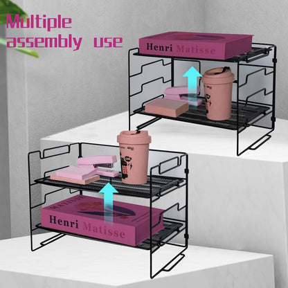 2 Etagen Metall Mesh Büro Schreibtisch Organizer Briefablage