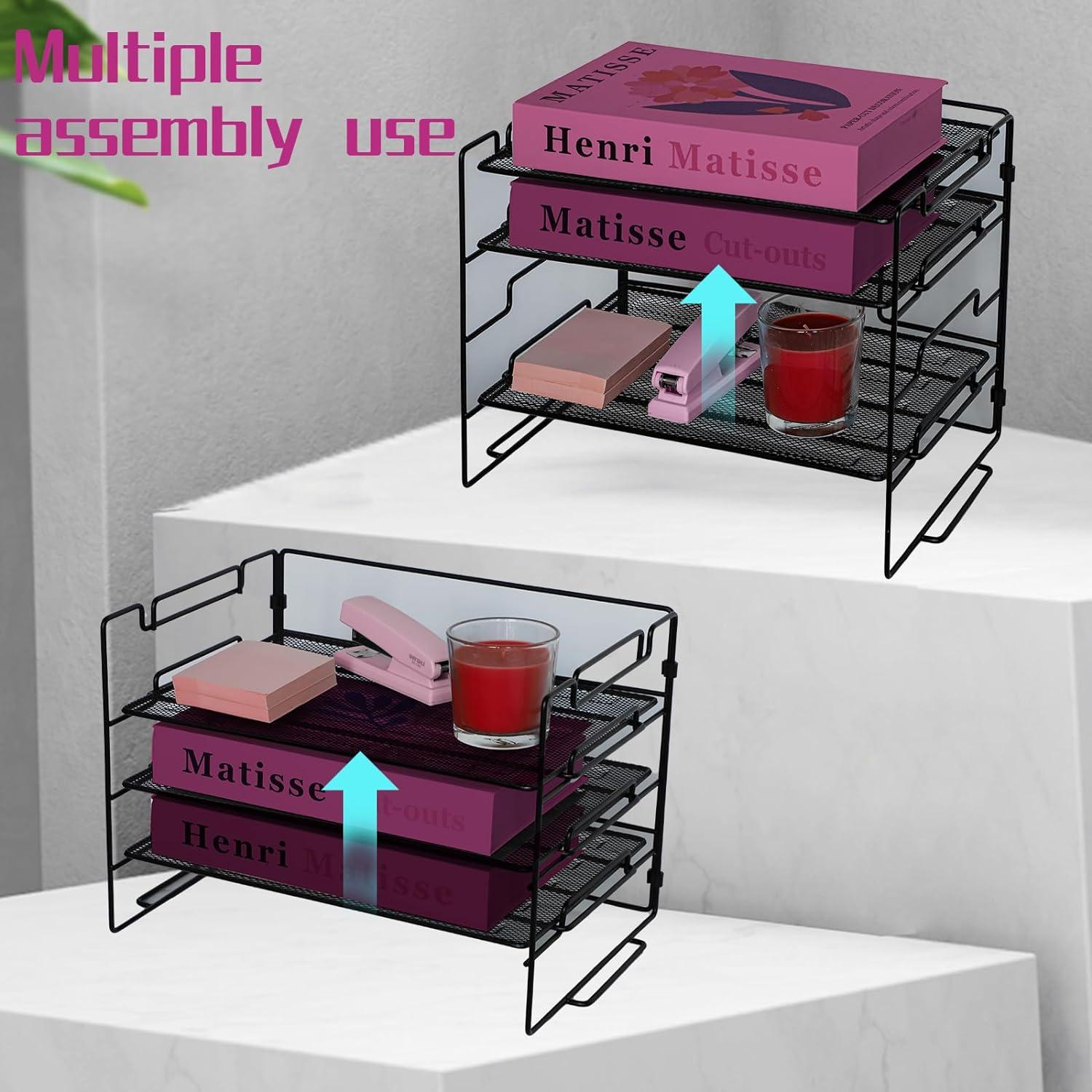 3 Etagen Metall Mesh Büro Schreibtisch Organizer Ablagehaltung
