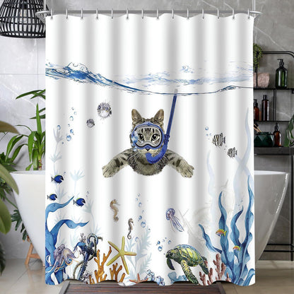 Duschvorhang Katzenschwimme 220x180cm Antischimmel Polyester