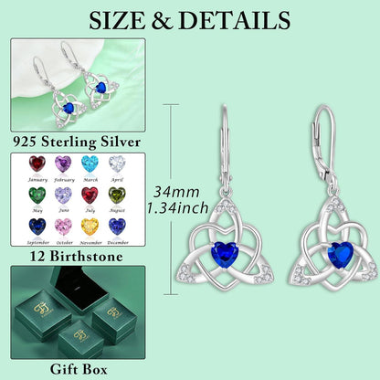 Keltischer Knoten Ohrringe 925 Silber Saphir Geburtsstein Damen