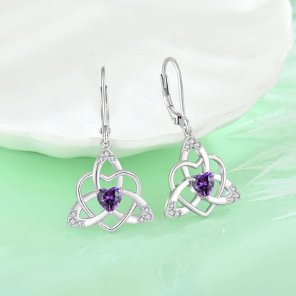 Keltische Knoten Ohrringe mit Amethyst, 925 Sterling Silber