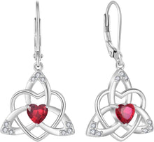 Keltischer Knoten Rubin Hängend 925 Silber Ohrringe
