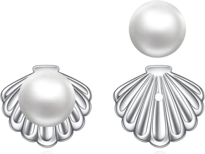Perlenohrringe Sterling Silber Muschel-Ohrringe Frauen Geschenke