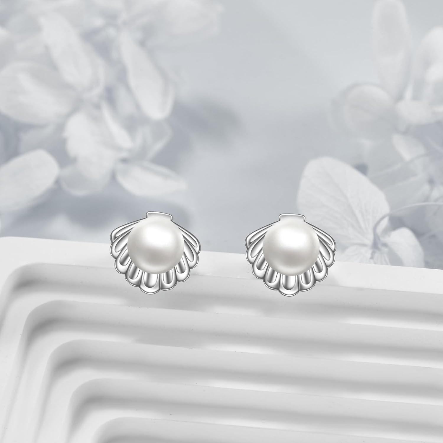 Perlenohrringe Sterling Silber Muschel Damen Schmuck E22161